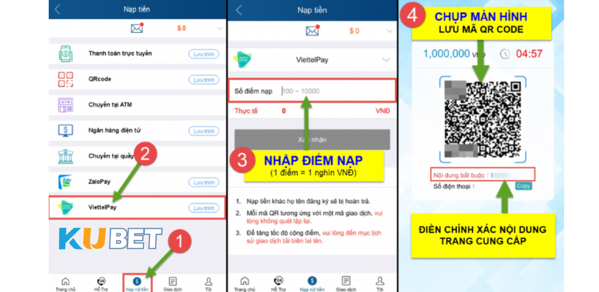 Hướng dẫn nạp tiền Viettel Pay tại CJ5582.NET